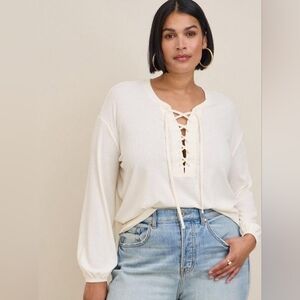 Torrid Texture Jersey Lace-Up Drop Shoulder Top